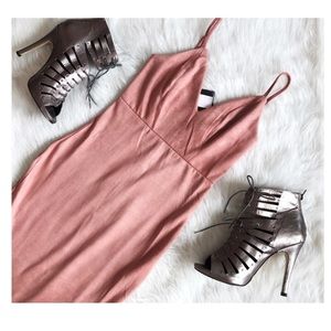 Dresses | Dusty Rose Faux Suede Midi Dress | Poshmark